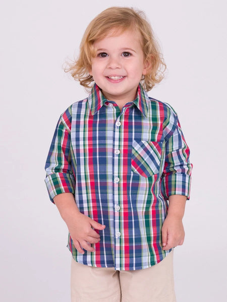 Prep School Plaid Long Sleeve Button Down Shirt