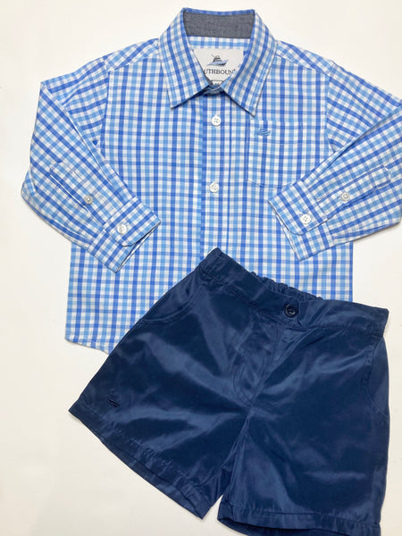 Southbound Dress Shirt- Blue Combo Check