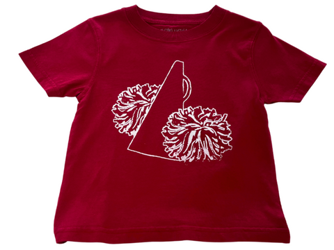 Maroon/White Poms Tshirt