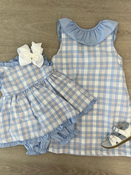 Reagan Bloomer Set Pink/Blue Plaid