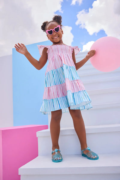 Twirl Dress- Watercolor Multi Stripe