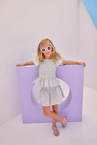India Top- Blue Ditsy Floral