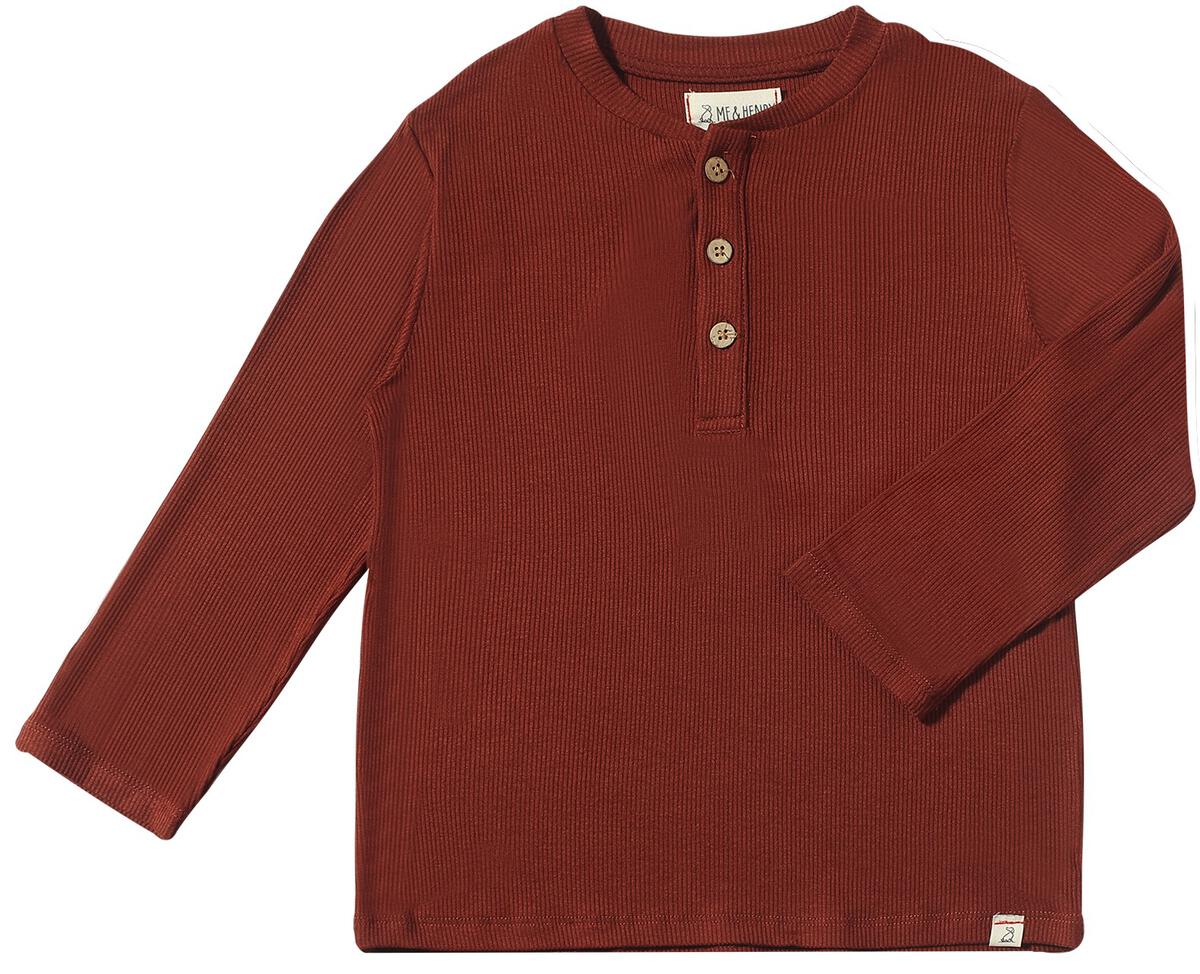 Adams Ribbed Henley-Rust