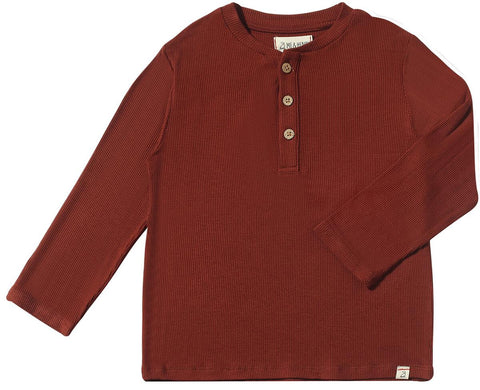 Adams Ribbed Henley-Rust