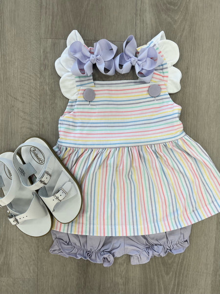 Pastel Stripe Scalloped Bloomer Set