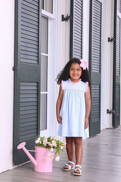 Meredith Dress- Lt. Blue Gingham/Pink