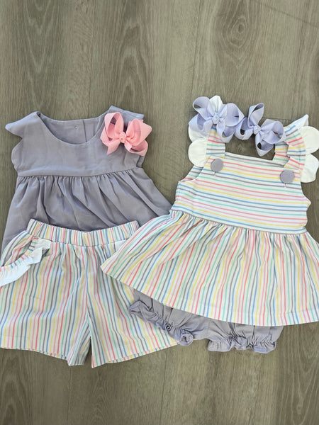 Pastel Stripe Scalloped Bloomer Set