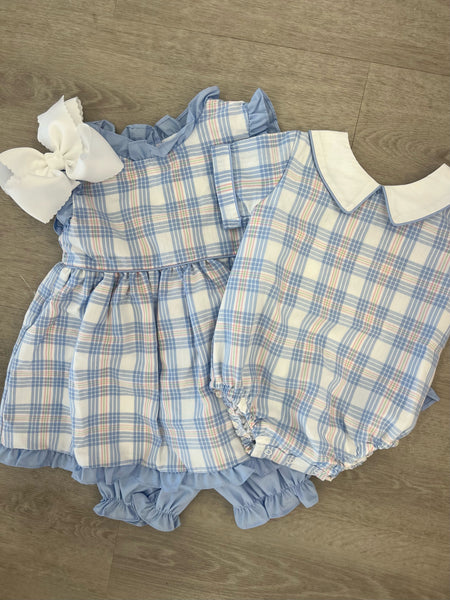 Reagan Bloomer Set Pink/Blue Plaid