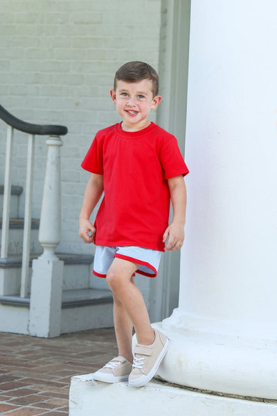 Thomas Short Set- Cornflower Stripe/Red