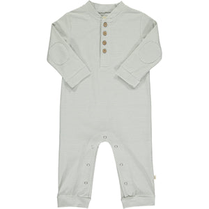 Niota Henley Romper- Sage/White Stripe