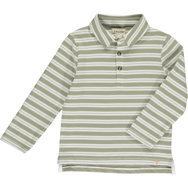 Midway Polo- Sage/White Stripe