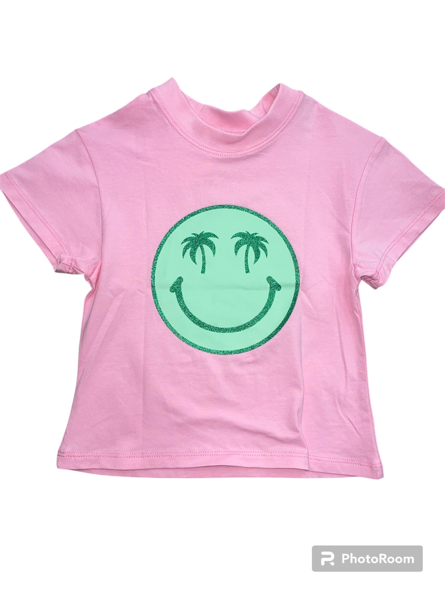 Palm Smiley with Glitter Boxy Tee