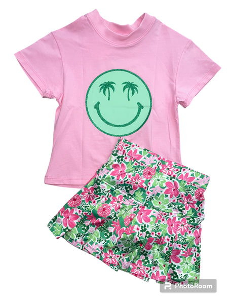 Palm Smiley with Glitter Boxy Tee