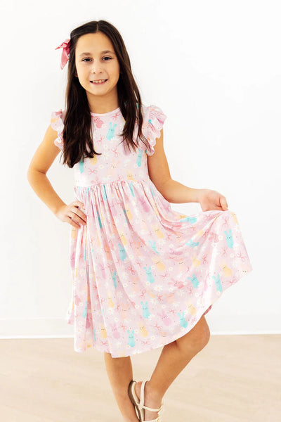 Preppy Peeps Flutter Sleeve Dress