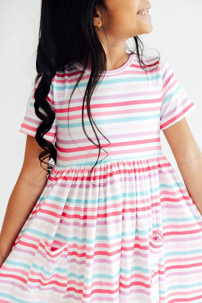 Pastel Stripes Pocket Twirl Dress