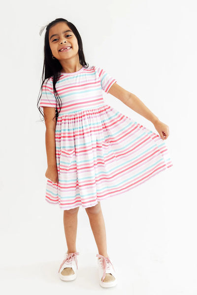 Pastel Stripes Pocket Twirl Dress