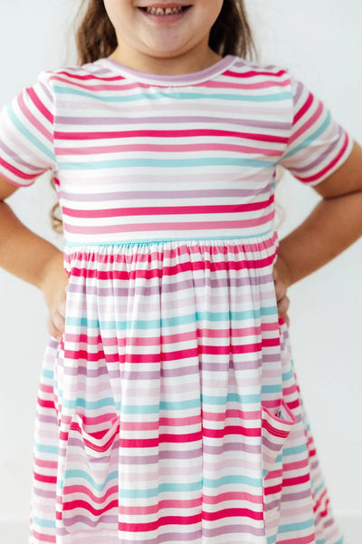 Pastel Stripes Pocket Twirl Dress
