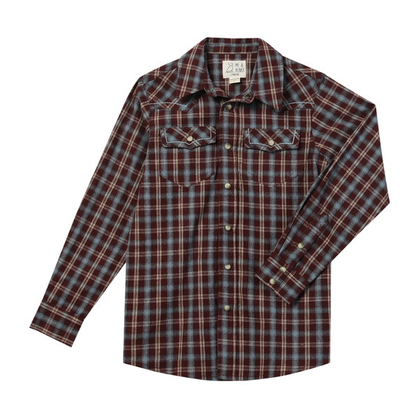 Howdy Western Shirt Burgundy/Blue Plaid