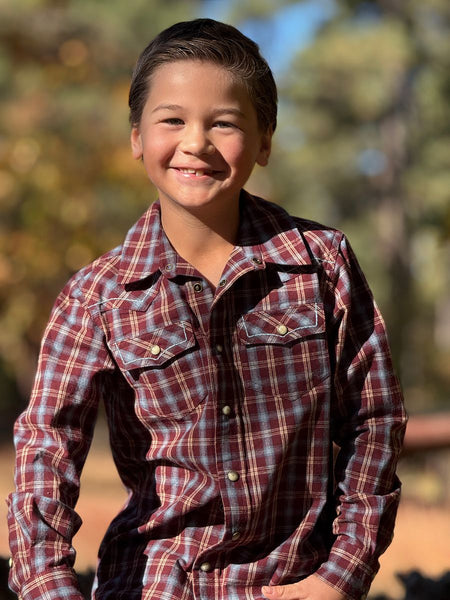 Howdy Western Shirt Burgundy/Blue Plaid