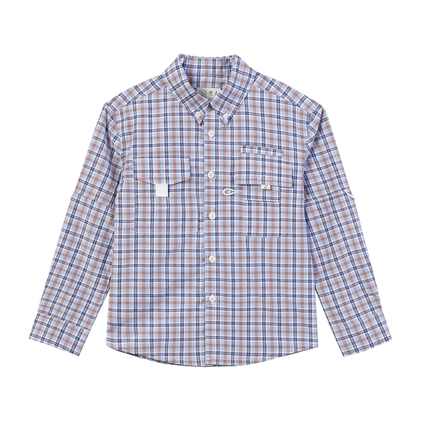 Sawyer Fishing Shirt Orange/Navy/White Plaid