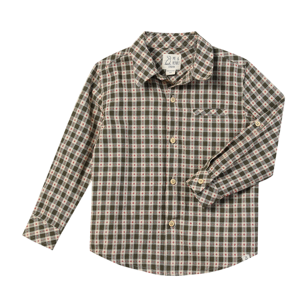 Atwood Woven Shirt- Sage/Rust Stitch Plaid