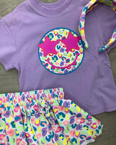 Neon Leopard Smiley Boxy Tee