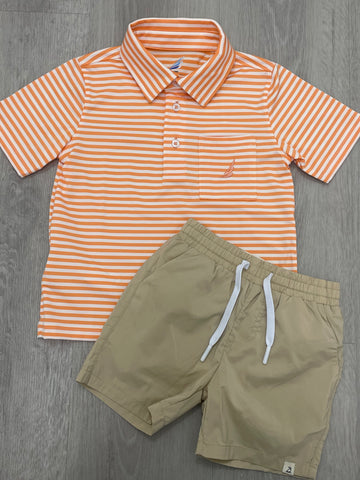 Brooks- Orange Stripe Polo