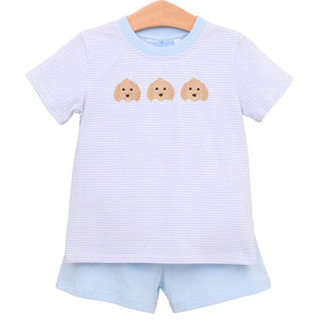 Puppy Trio Embroidery Short Set- TSK