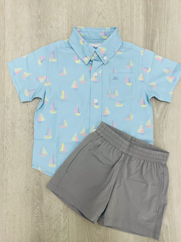 SB Perf Dress Shirt- Sailboat