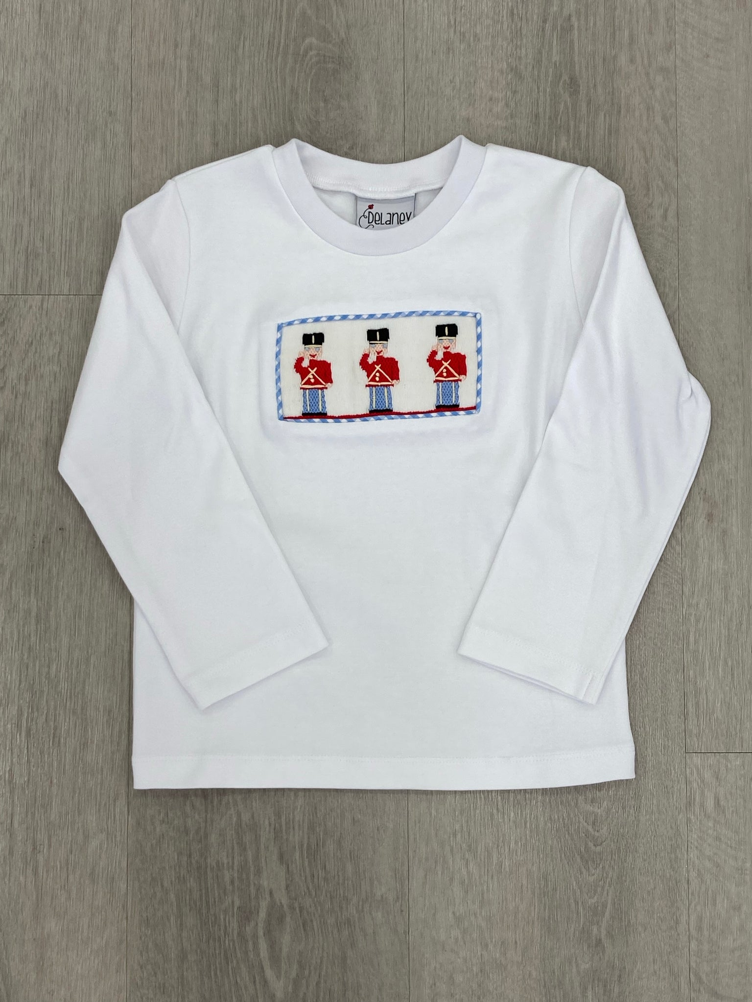 Boys White Smocked Soldiers LS Tshirt