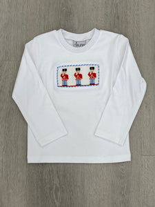 Boys White Smocked Soldiers LS Tshirt