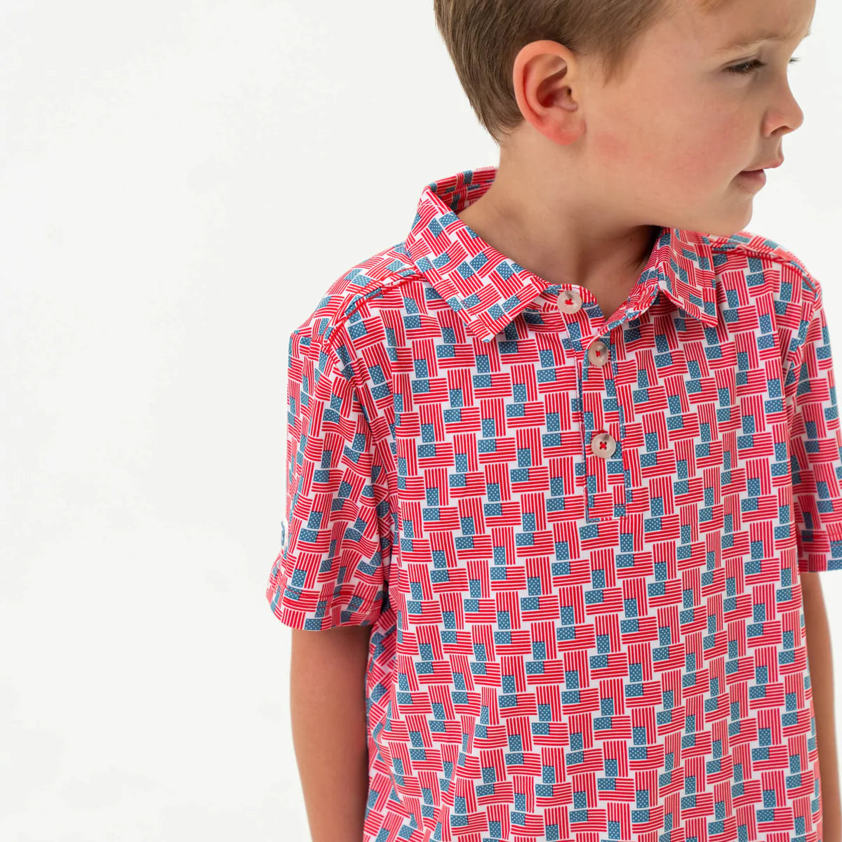 American Flag Print Polo