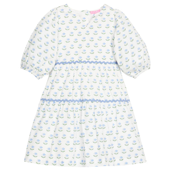 Madaket Dress- Blue Tulip Block Print