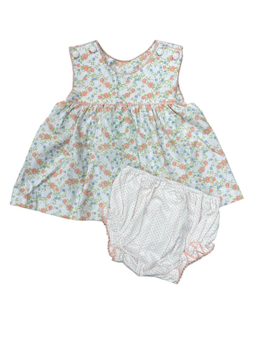 Peach Floral 2 Button Sun Top and Bloomers