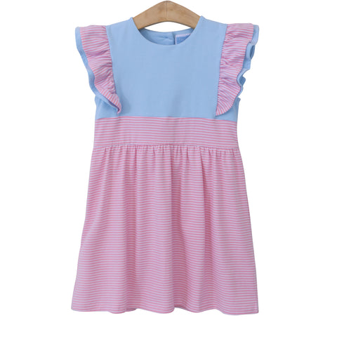 Rosie Dress- Light Pink Stripe and Light Blue