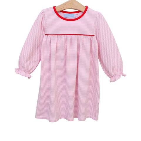 Ellie Dress- Lt. Pink Stripe/Red