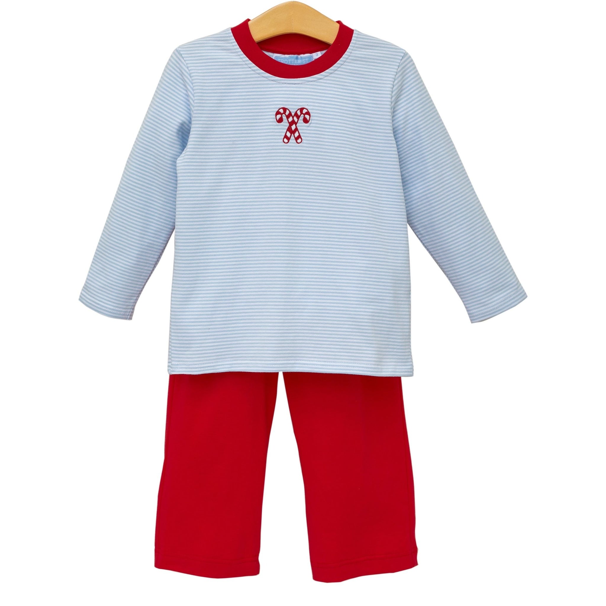 Candy Cane Embroidery Pants Set