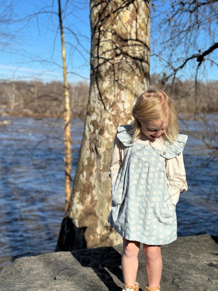 Opal Dress- Frost Blue Embroidered