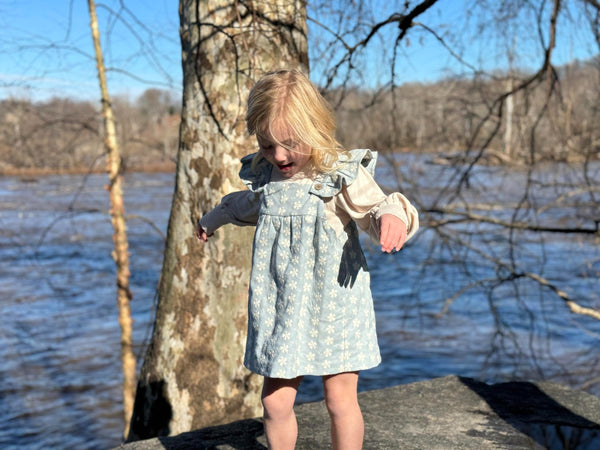 Opal Dress- Frost Blue Embroidered