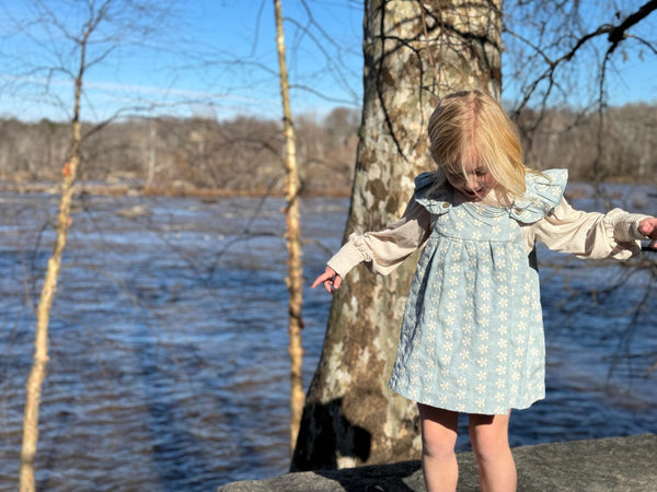 Opal Dress- Frost Blue Embroidered