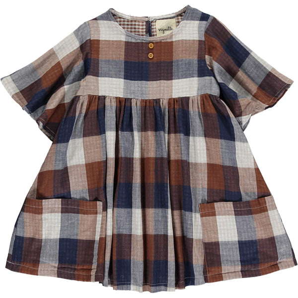 Korin Dress- Blue and Brown Plaid