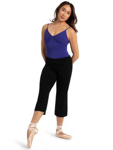 Black Crop Wide Leg Knit Pants- Capezio