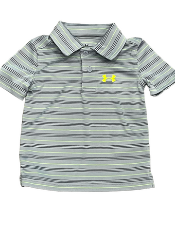 UA Gray and Black/Green Stripe Polo