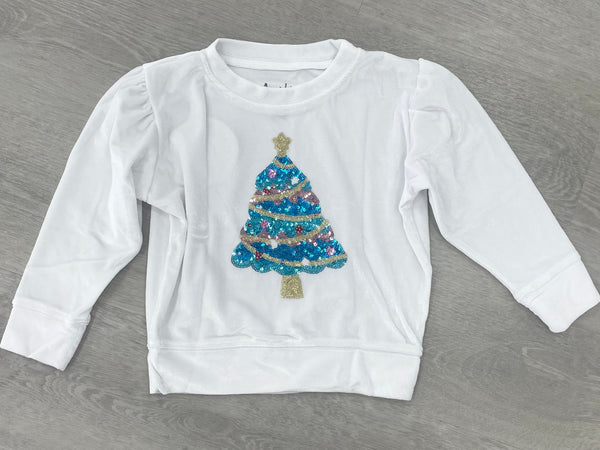 Velvet Holly Sweatshirt w/ Sequin Christmas Tree