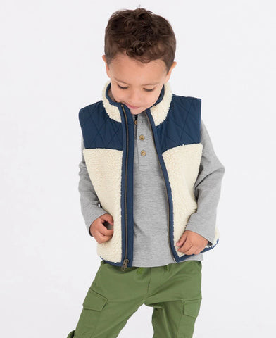 Dark Navy Quilted Sherpa Vest