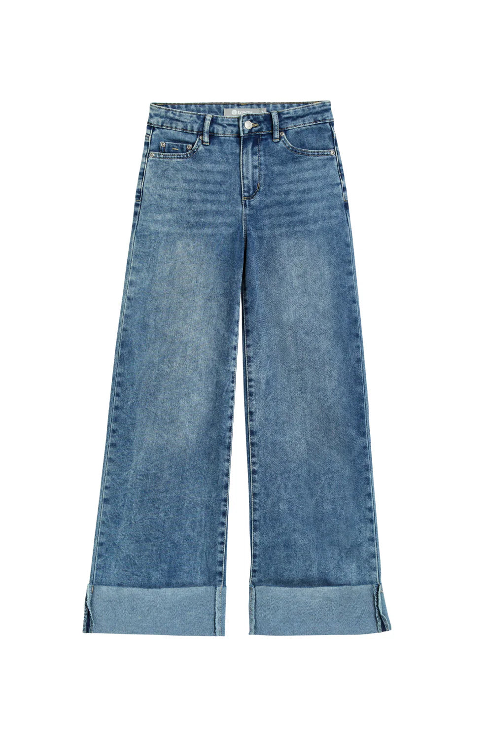 Tractr Wide Leg Cuffed Jeans