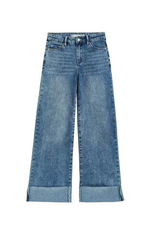 Tractr Wide Leg Cuffed Jeans