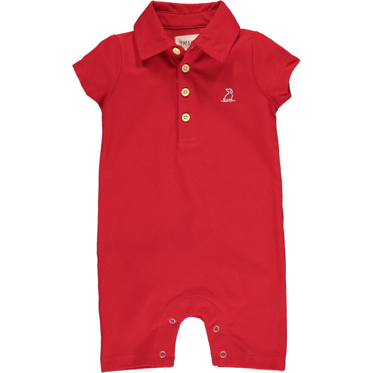 Drift Polo Romper- Red Pique