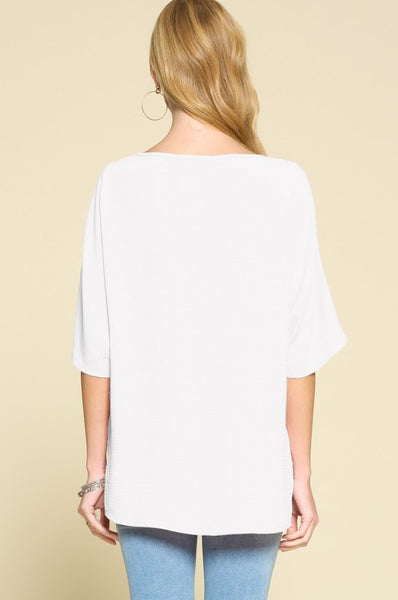 Ladies White Blouse w/ Pocket