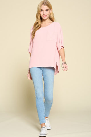 Ladies Blush V Neck w/ Pocket